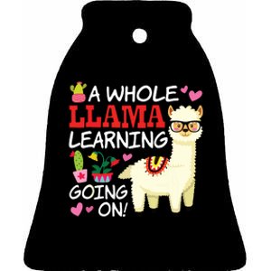 Llama Learning Teachers Students Alpaca Lovers Gift Ceramic Bell Ornament