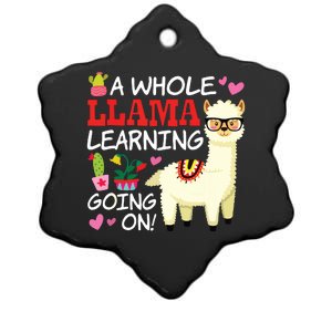 Llama Learning Teachers Students Alpaca Lovers Gift Ceramic Star Ornament