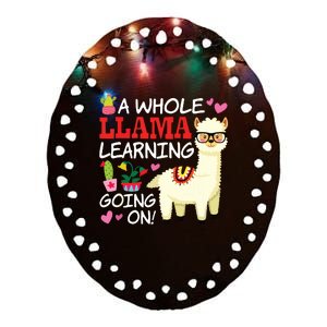 Llama Learning Teachers Students Alpaca Lovers Gift Ceramic Oval Ornament