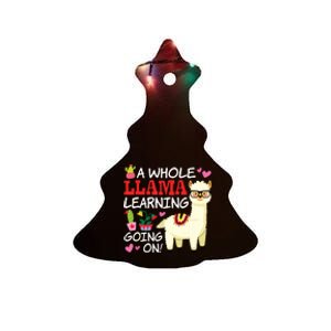 Llama Learning Teachers Students Alpaca Lovers Gift Ceramic Tree Ornament