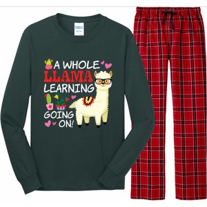 Llama Learning Teachers Students Alpaca Lovers Gift Long Sleeve Pajama Set