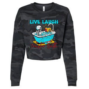 Live Laugh Toaster Bath Skeleton Cropped Pullover Crew