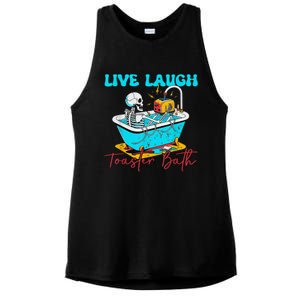 Live Laugh Toaster Bath Skeleton Ladies PosiCharge Tri-Blend Wicking Tank