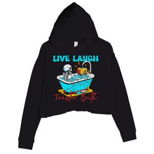 Live Laugh Toaster Bath Skeleton Crop Fleece Hoodie