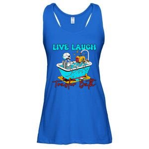 Live Laugh Toaster Bath Skeleton Ladies Essential Flowy Tank