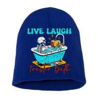 Live Laugh Toaster Bath Skeleton Short Acrylic Beanie