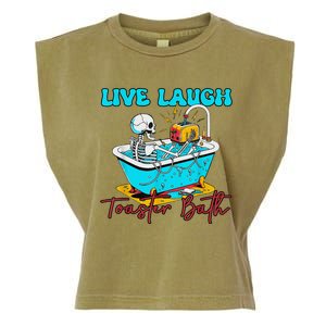 Live Laugh Toaster Bath Skeleton Garment-Dyed Women's Muscle Tee