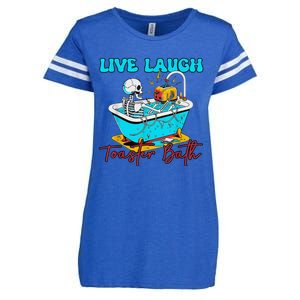 Live Laugh Toaster Bath Skeleton Enza Ladies Jersey Football T-Shirt