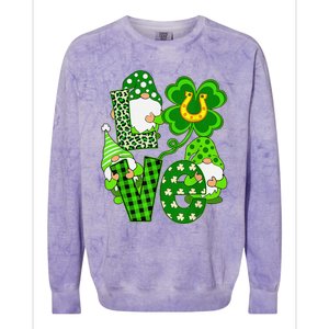 Leopard Love Three Gnomes Lucky Shamrock St Patrick's Day Colorblast Crewneck Sweatshirt