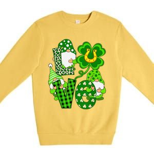 Leopard Love Three Gnomes Lucky Shamrock St Patrick's Day Premium Crewneck Sweatshirt