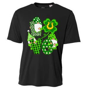 Leopard Love Three Gnomes Lucky Shamrock St Patrick's Day Cooling Performance Crew T-Shirt