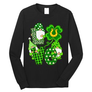 Leopard Love Three Gnomes Lucky Shamrock St Patrick's Day Long Sleeve Shirt