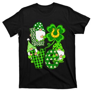 Leopard Love Three Gnomes Lucky Shamrock St Patrick's Day T-Shirt