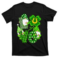 Leopard Love Three Gnomes Lucky Shamrock St Patrick's Day T-Shirt