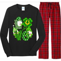 Leopard Love Three Gnomes Lucky Shamrock St Patrick's Day Long Sleeve Pajama Set