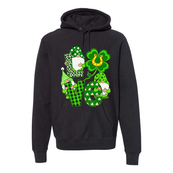 Leopard Love Three Gnomes Lucky Shamrock St Patrick's Day Premium Hoodie