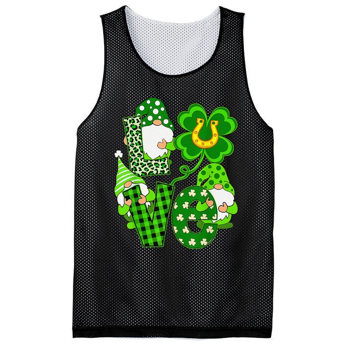 Leopard Love Three Gnomes Lucky Shamrock St Patrick's Day Mesh Reversible Basketball Jersey Tank