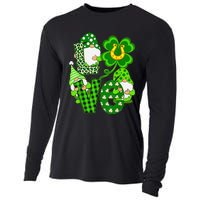 Leopard Love Three Gnomes Lucky Shamrock St Patrick's Day Cooling Performance Long Sleeve Crew