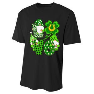 Leopard Love Three Gnomes Lucky Shamrock St Patrick's Day Performance Sprint T-Shirt