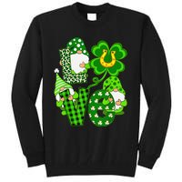 Leopard Love Three Gnomes Lucky Shamrock St Patrick's Day Tall Sweatshirt