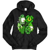 Leopard Love Three Gnomes Lucky Shamrock St Patrick's Day Tie Dye Hoodie