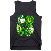 Leopard Love Three Gnomes Lucky Shamrock St Patrick's Day Tank Top