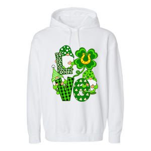 Leopard Love Three Gnomes Lucky Shamrock St Patrick's Day Garment-Dyed Fleece Hoodie