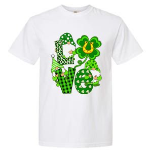 Leopard Love Three Gnomes Lucky Shamrock St Patrick's Day Garment-Dyed Heavyweight T-Shirt