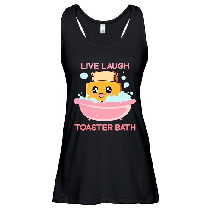 Live Laugh Toaster Bath Funny Saying Ladies Essential Flowy Tank