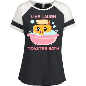 Live Laugh Toaster Bath Funny Saying Enza Ladies Jersey Colorblock Tee