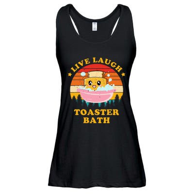 Live Laugh Toaster Bath Funny Saying Vintage Ladies Essential Flowy Tank