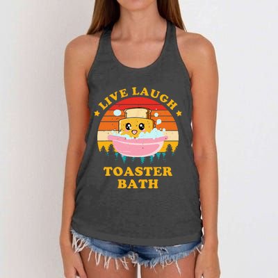 Live Laugh Toaster Bath Funny Saying Vintage Women's Knotted Racerback Tank