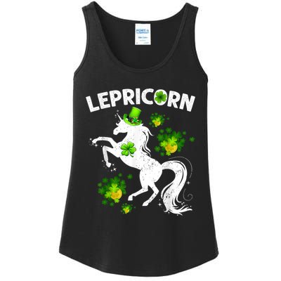 Lepricorn Leprechaun Unicorn St Patrick's Day Shamrock Ladies Essential Tank