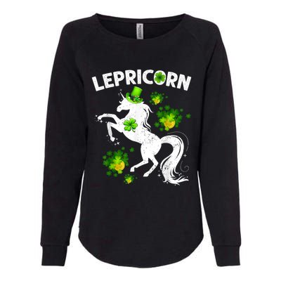 Lepricorn Leprechaun Unicorn St Patrick's Day Shamrock Womens California Wash Sweatshirt