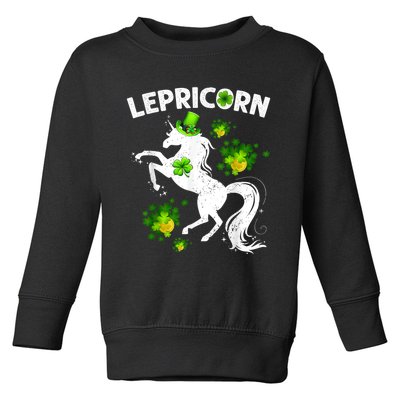 Lepricorn Leprechaun Unicorn St Patrick's Day Shamrock Toddler Sweatshirt