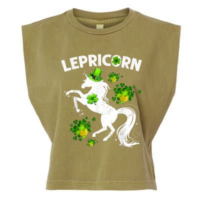 Lepricorn Leprechaun Unicorn St Patrick's Day Shamrock Garment-Dyed Women's Muscle Tee