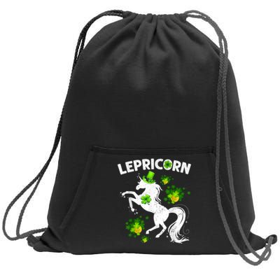 Lepricorn Leprechaun Unicorn St Patrick's Day Shamrock Sweatshirt Cinch Pack Bag