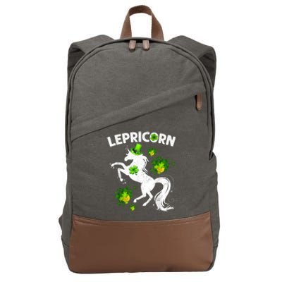 Lepricorn Leprechaun Unicorn St Patrick's Day Shamrock Cotton Canvas Backpack