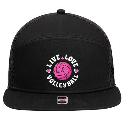 Live Love Volleyball For Women Volleyball Fan 7 Panel Mesh Trucker Snapback Hat