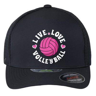 Live Love Volleyball For Women Volleyball Fan Flexfit Unipanel Trucker Cap