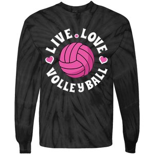 Live Love Volleyball For Women Volleyball Fan Tie-Dye Long Sleeve Shirt