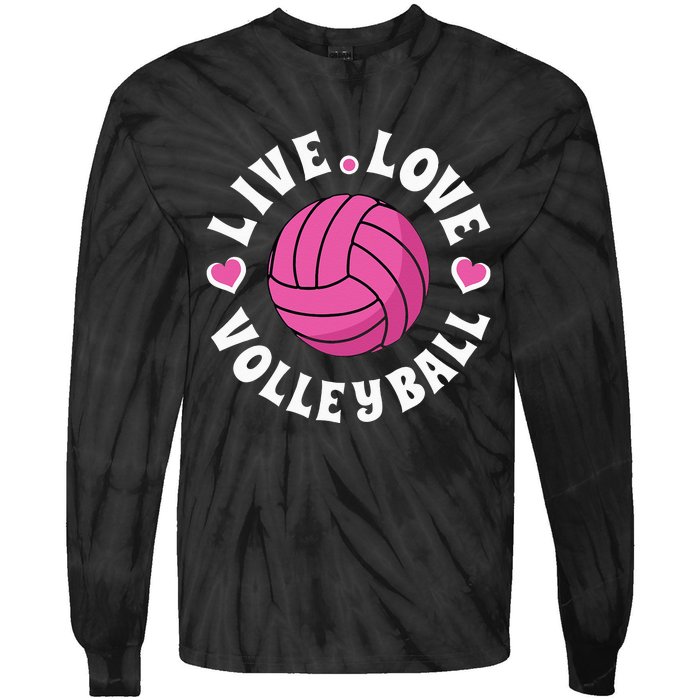 Live Love Volleyball For Women Volleyball Fan Tie-Dye Long Sleeve Shirt