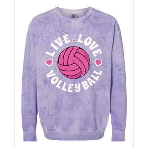 Live Love Volleyball Volleyball Fan Colorblast Crewneck Sweatshirt