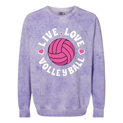 Live Love Volleyball Volleyball Fan Colorblast Crewneck Sweatshirt