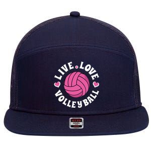 Live Love Volleyball Volleyball Fan 7 Panel Mesh Trucker Snapback Hat