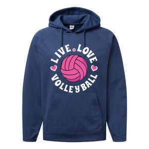 Live Love Volleyball Volleyball Fan Performance Fleece Hoodie