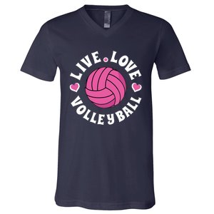 Live Love Volleyball Volleyball Fan V-Neck T-Shirt