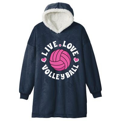 Live Love Volleyball Volleyball Fan Hooded Wearable Blanket