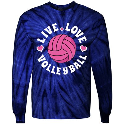 Live Love Volleyball Volleyball Fan Tie-Dye Long Sleeve Shirt