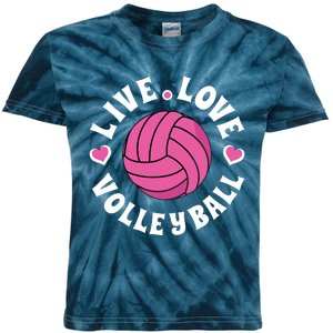 Live Love Volleyball Volleyball Fan Kids Tie-Dye T-Shirt